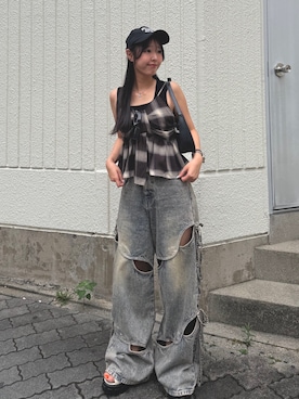 「アイテム（キャミソール）」を使った、MOMONAさん（レディース・158cm）の秋コーディネート