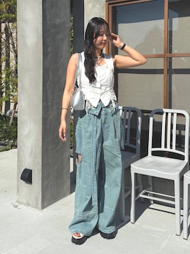 「mideal（マイディール）のアイテム」を使った、MOMONAさん（骨格ウェーブ・レディース・158cm）の夏コーディネート