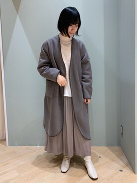 「Samansa Mos2 blue（サマンサモスモスブルー）のアイテム（ノーカラーコート）」を使った、ひぃ【157cm】さん（レディース・157cm）の秋コーディネート