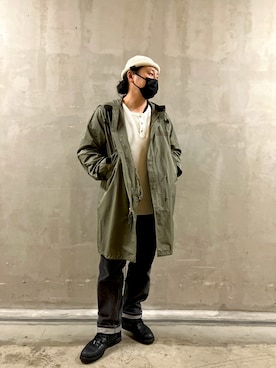 「AVIREX（アヴィレックス）のアイテム（モッズコート）」を使った、Ryousukeさん（メンズ・173cm）の冬コーディネート