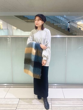 「SMELLY（スメリー）のシャギービーニー（ニットキャップ/ビーニー）」を使った、mayuさん（レディース・164cm）の秋コーディネート