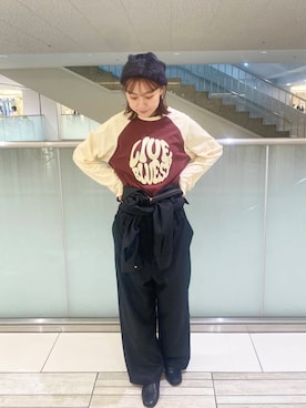 「SMELLY（スメリー）のシャギービーニー（ニットキャップ/ビーニー）」を使った、mayuさん（レディース・164cm）の秋コーディネート