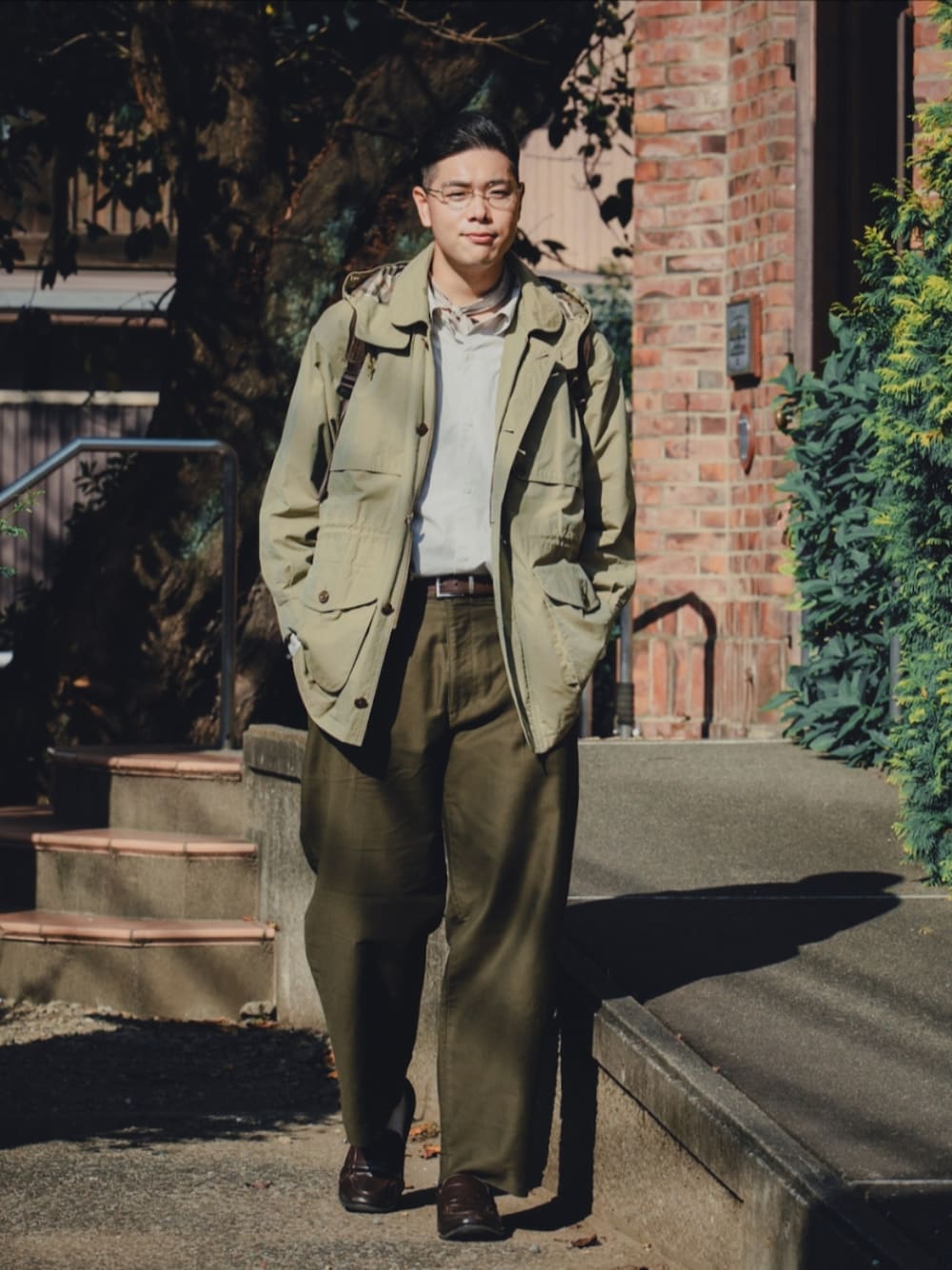 BURBERRYのミリタリージャケットを使ったメンズ人気ファッション