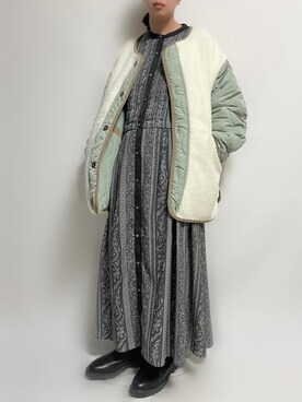 「RODE SKO」｜「アイテム（ノーカラージャケット）」を使った、🌷𝒚𝒖𝒖𝒓𝒊.🌷さん（レディース・150cm）の冬コーディネート