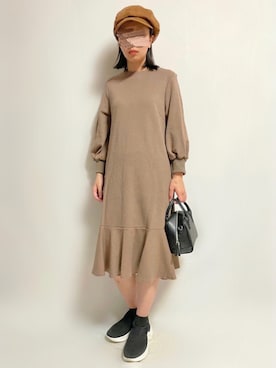 「ソックススニーカー」｜「アイテム（ワンピース/ドレス）」を使った、🌷𝒚𝒖𝒖𝒓𝒊.🌷さん（レディース・150cm）の秋コーディネート