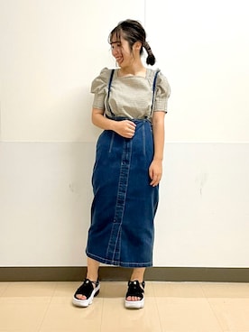 「FREE'S MART（フリーズマート）のアイテム（スカート）」を使った、yuukaさん（レディース・156cm）の夏コーディネート