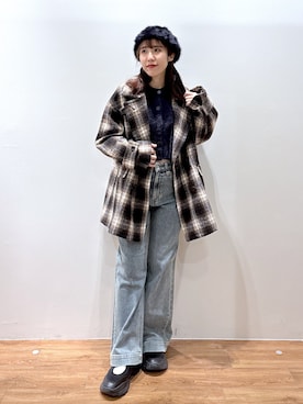 「アイテム（ピーコート）」を使った、yuukaさん（レディース・156cm）の秋コーディネート