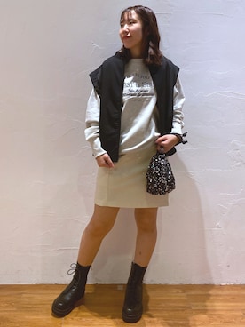 「FREE'S MART（フリーズマート）のアイテム（MA-1）」を使った、yuukaさん（レディース・156cm）の秋コーディネート