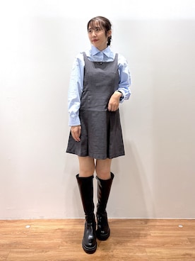 「アイテム（ジャンパースカート）」を使った、yuukaさん（レディース・156cm）の秋コーディネート