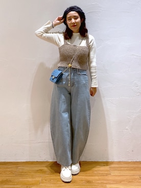 「シャギー」｜「アイテム（ハンチング/ベレー帽）」を使った、yuukaさん（レディース・156cm）の秋コーディネート