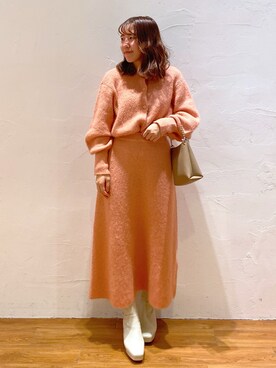 「ヘアリーニット」｜yuukaさん（レディース・156cm）の冬コーディネート