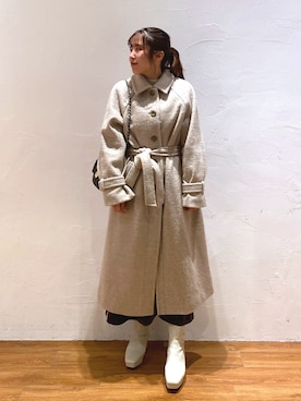 「綺麗めコーデ」｜「アイテム（ステンカラーコート）」を使った、yuukaさん（レディース・156cm）の冬コーディネート