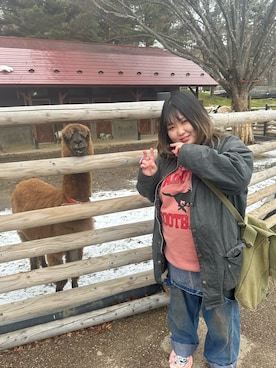 「VINTAGE（ヴィンテージ）のアイテム（サロペット/オーバーオール）」を使った、htdnhndさん（レディース・154cm）の冬コーディネート