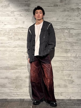 「アイテム（パンツ、レッド系）」を使った、yuga0007さん（メンズ・178cm）の冬コーディネート