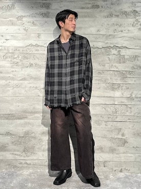 「アイテム（デニムパンツ、レッド系）」を使った、yuga0007さん（メンズ・178cm）の秋コーディネート