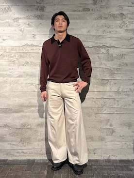 「アイテム（ポロシャツ、ブラウン系）」を使った、yuga0007さん（メンズ・178cm）の秋コーディネート