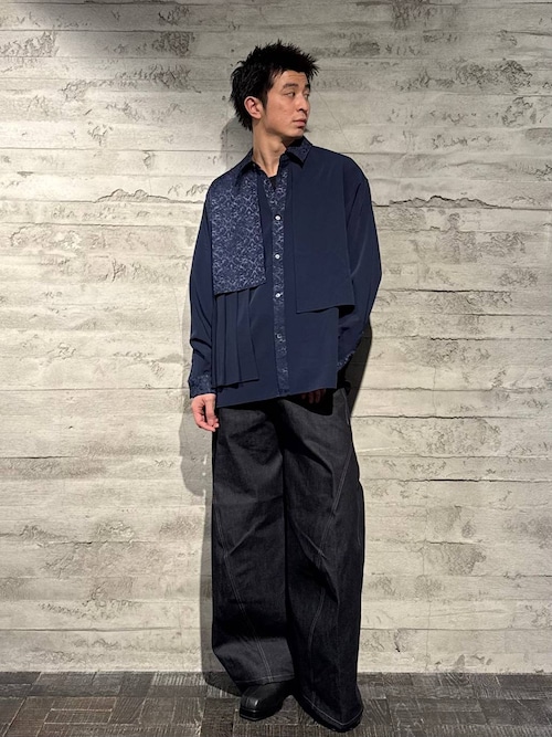 【美品】HARE　アシメプリーツシャツ　ブラック　ブラウス　ジャガード HARE ブラウス シャツ アシメJQプリーツシャツ(HARE) レディース