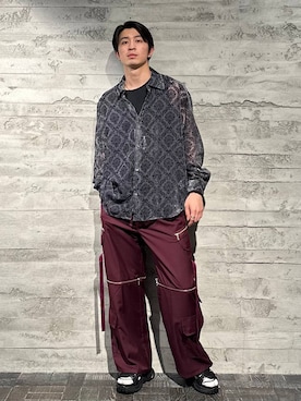 「アイテム（パンツ、レッド系）」を使った、yuga0007さん（メンズ・178cm）の夏コーディネート