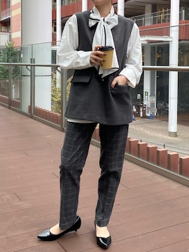 「レディースファッション」｜「アイテム（スラックス）」を使った、nさん（レディース・157cm）の秋コーディネート