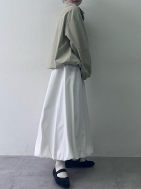 「Maison INNESS（メゾンアイネス）のバルーンスカート（スカート、ホワイト系）」を使った、nさん（レディース・157cm）の春コーディネート