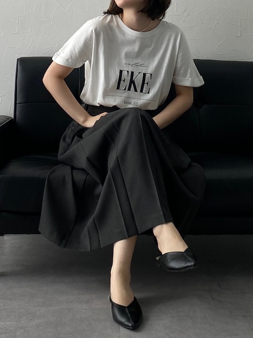 【美品】23AW完売 ウールプリーツスカート BLACK 日本製 セール】ウール調プリーツスカート（しわになりにくい・洗濯機OK