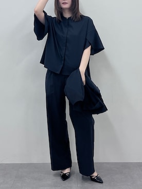 「アイテム（スーツセット、ブルー系）」を使った、nさん（レディース・157cm）の夏コーディネート