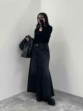 「アイテム（デニムスカート）」を使った、REIAさん（レディース・153cm・20代）の秋コーディネート