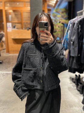 「アイテム（ノーカラージャケット）」を使った、REIAさん（レディース・153cm・20代）の秋コーディネート