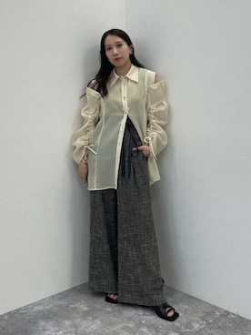 「HARE（ハレ）のマルチロングチェーンネックレス(HARE)（ネックレス、ゴールド系）」を使った、REIAさん（レディース・153cm）の春コーディネート