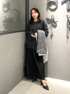 「HARE（ハレ）のアイテム（マフラー）」を使った、REIAさん（レディース・153cm）の秋コーディネート