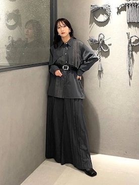 「HARE（ハレ）のアシメプリーツシャツ(HARE)（シャツ/ブラウス）」を使った、REIAさん（レディース・153cm）の秋コーディネート