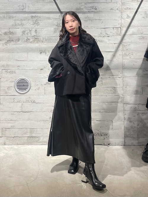 ウーリーテックフェイクファーショートコート(HARE)