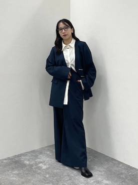 「アイテム（ノーカラージャケット）」を使った、REIAさん（レディース・153cm）の秋コーディネート