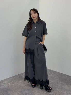 「HARE（ハレ）のガラソールチャンキーサンダル(HARE)（サンダル、ブラック系）」を使った、REIAさん（レディース・153cm）の春コーディネート