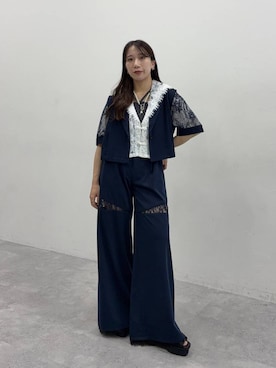 「HARE（ハレ）のアイテム（スラックス）」を使った、REIAさん（レディース・153cm）の夏コーディネート