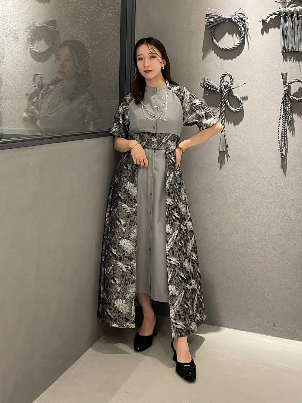 ジャガードキリカエスタンドエリワンピース(HARE）を使った人気