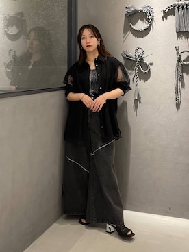 「HARE（ハレ）のロングラリエットネックレス(HARE)（ネックレス）」を使った、REIAさん（レディース・153cm）の春コーディネート