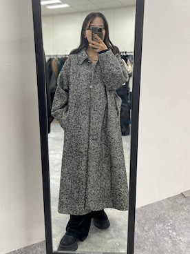 「アイテム（ステンカラーコート、グレー系）」を使った、REIAさん（レディース・153cm）の冬コーディネート