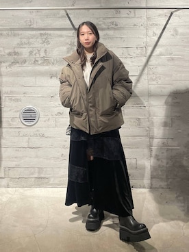 「HARE」｜「アイテム（ダウンジャケット/コート）」を使った、REIAさん（レディース・153cm）の秋コーディネート