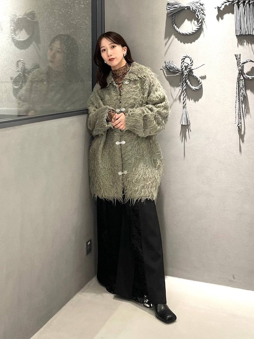 セール】ロングシャギーシャツニットカーディガン(HARE