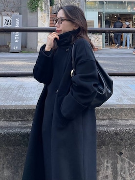 「体型カバー」｜「アイテム（チェスターコート）」を使った、REIAさん（レディース・153cm）の冬コーディネート