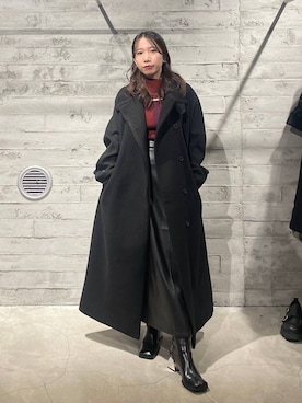 「アイテム（ノーカラーコート）」を使った、REIAさん（レディース・153cm・20代）の冬コーディネート