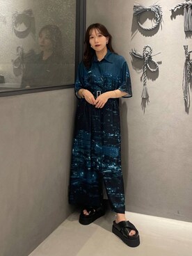 HARE yakeiガラワンピース　夜景　ハレ　ロングワンピース HARE（ハレ）の「yakeiガラワンピース(HARE)（ワンピース）」 - WEAR