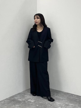 「アイテム（ノーカラージャケット）」を使った、REIAさん（レディース・153cm・20代）の秋コーディネート