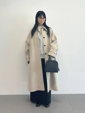 「ベーシック/シンプル」｜「アイテム（ステンカラーコート）」を使った、おののさん（レディース・165cm）の冬コーディネート
