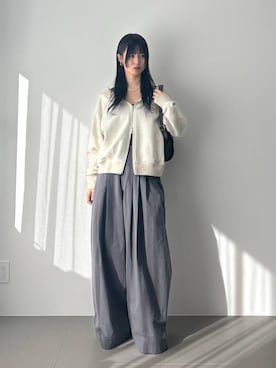 「着痩せ」｜「アイテム（スウェット）」を使った、おののさん（レディース・165cm）の冬コーディネート