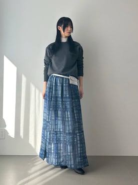 「着痩せ」｜「アイテム（スウェット）」を使った、おののさん（レディース・165cm）の冬コーディネート