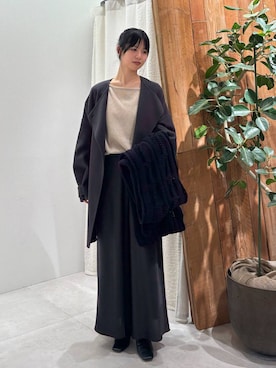 「女子会」｜「アイテム（ピーコート）」を使った、おののさん（レディース・165cm）の秋コーディネート