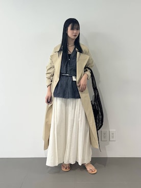 「着痩せ」｜「アイテム（トレンチコート）」を使った、おののさん（レディース・165cm）の春コーディネート