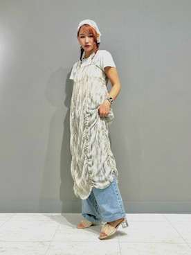 「EVOL(EVOL)」｜「アイテム（サンダル）」を使った、MINZさん（レディース・158cm）の春コーディネート